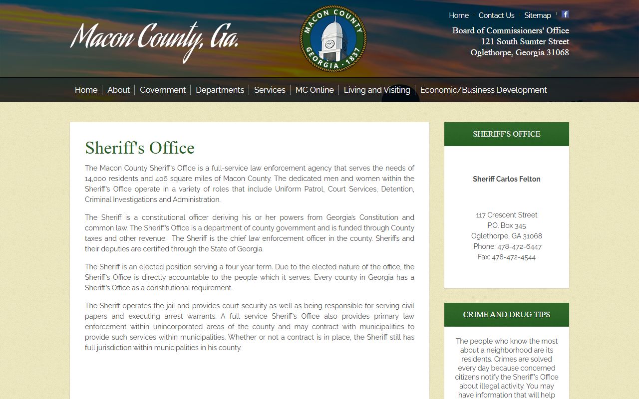 Macon County arrest records Sheriff Office duties