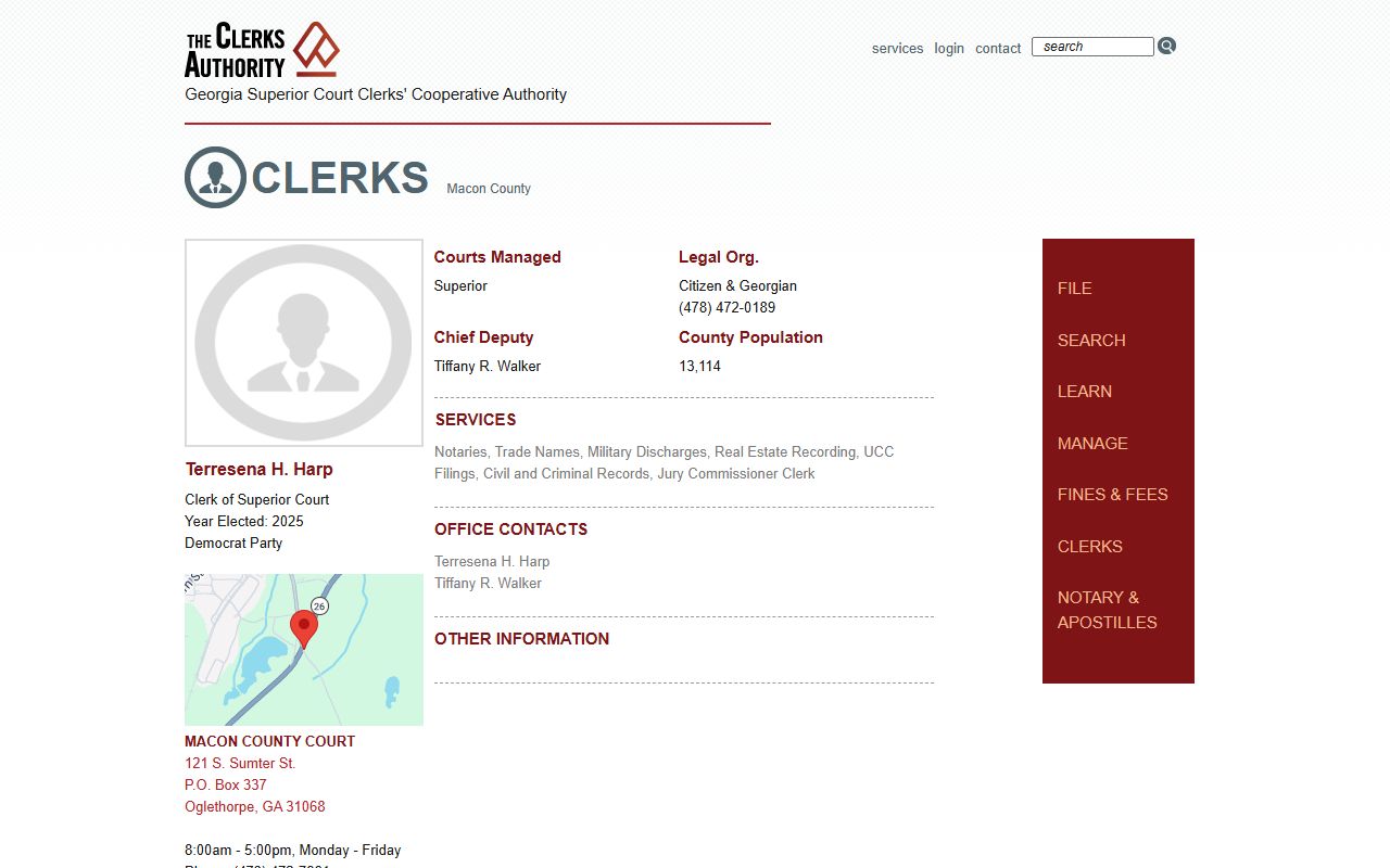 Macon County court dockets GSCCCA Clerk of Superior Court profile