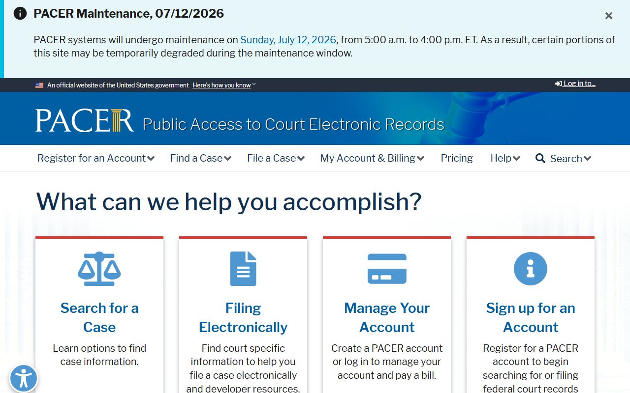 Macon County court dockets PACER federal case locator