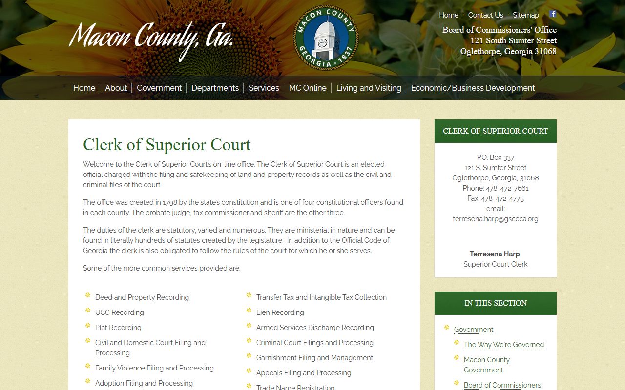 Macon County court records Clerk of Superior Court access page