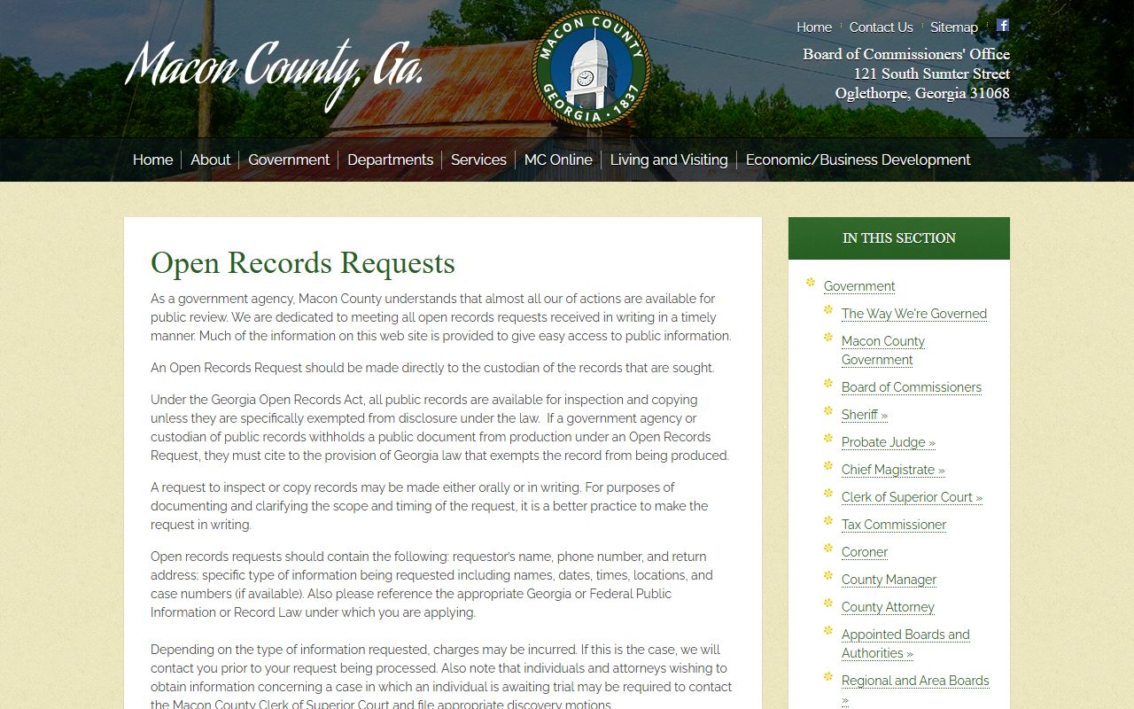 Macon County court records open records request instructions