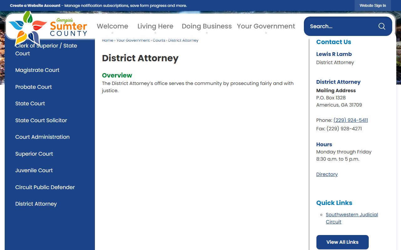 Macon County criminal court records Southwestern Judicial Circuit district attorney page