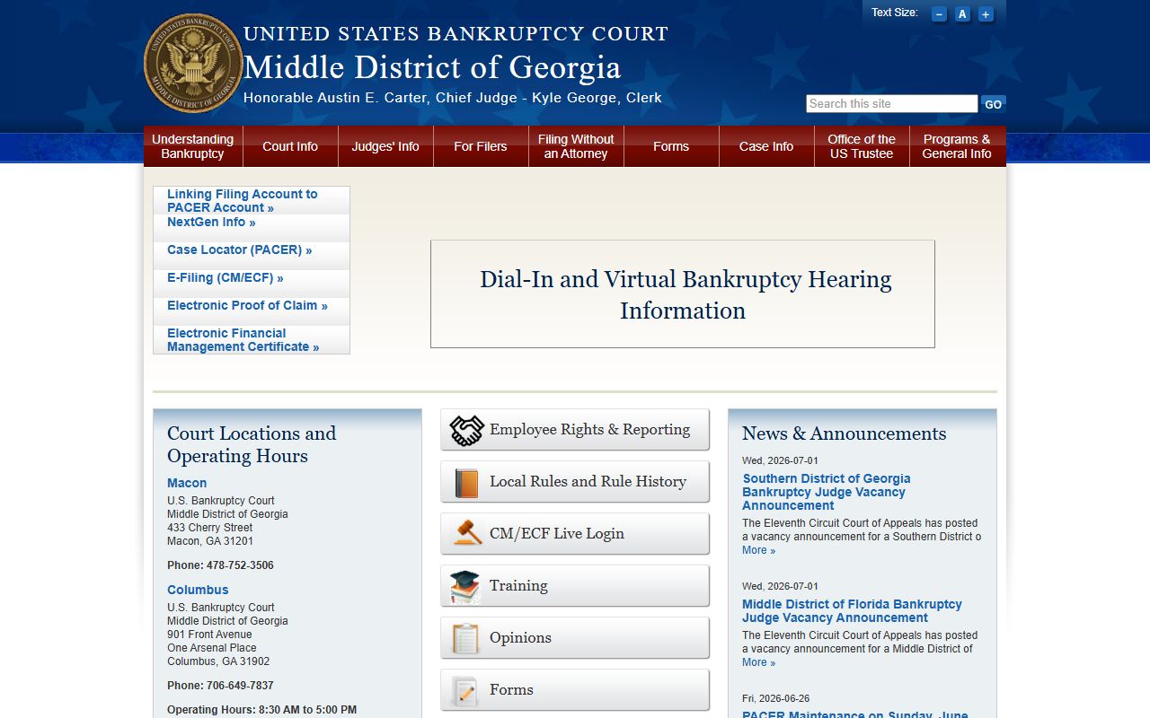 Macon County Superior Court records and Middle District bankruptcy court distinction