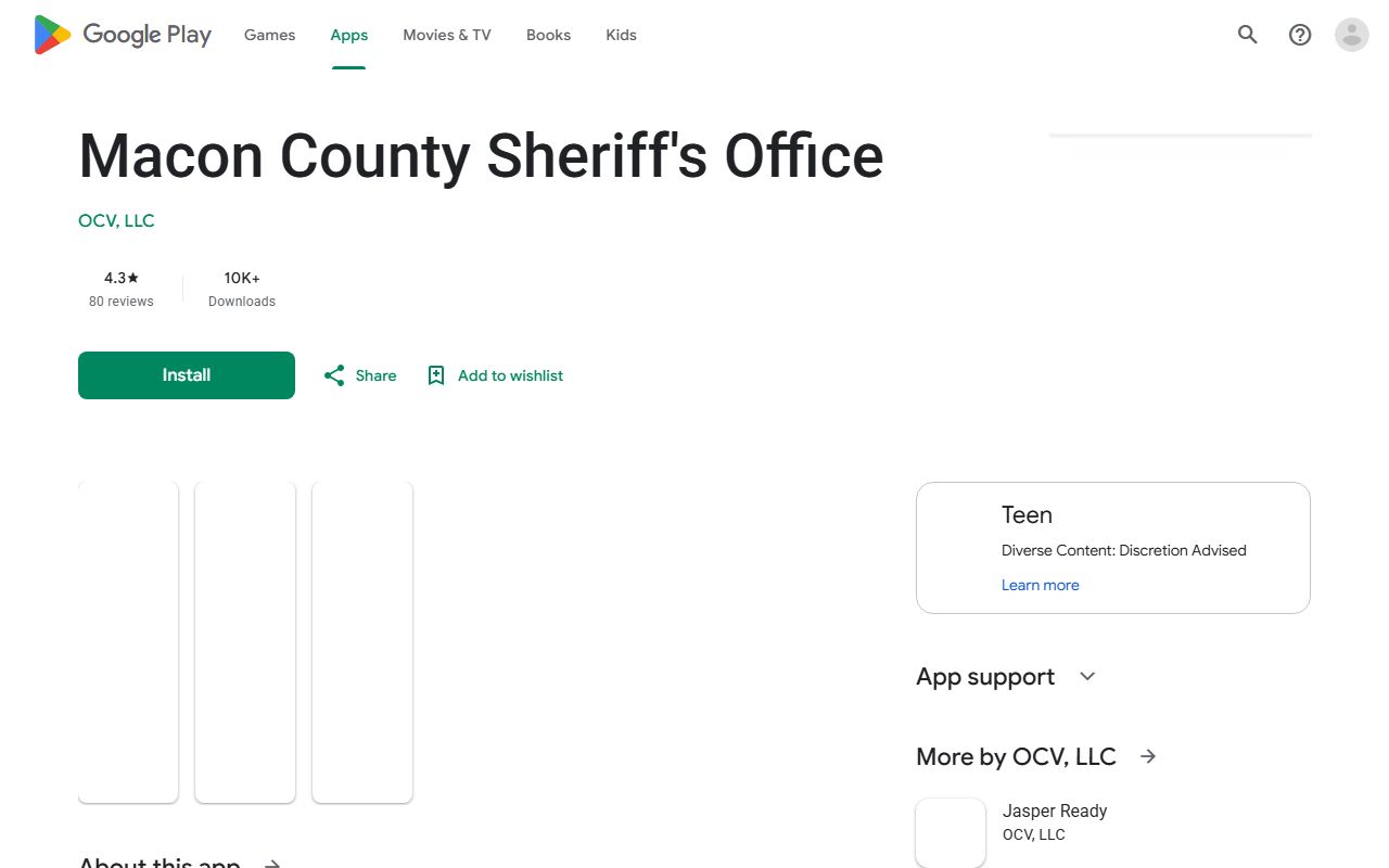 Macon County inmate search Sheriff Android app listing