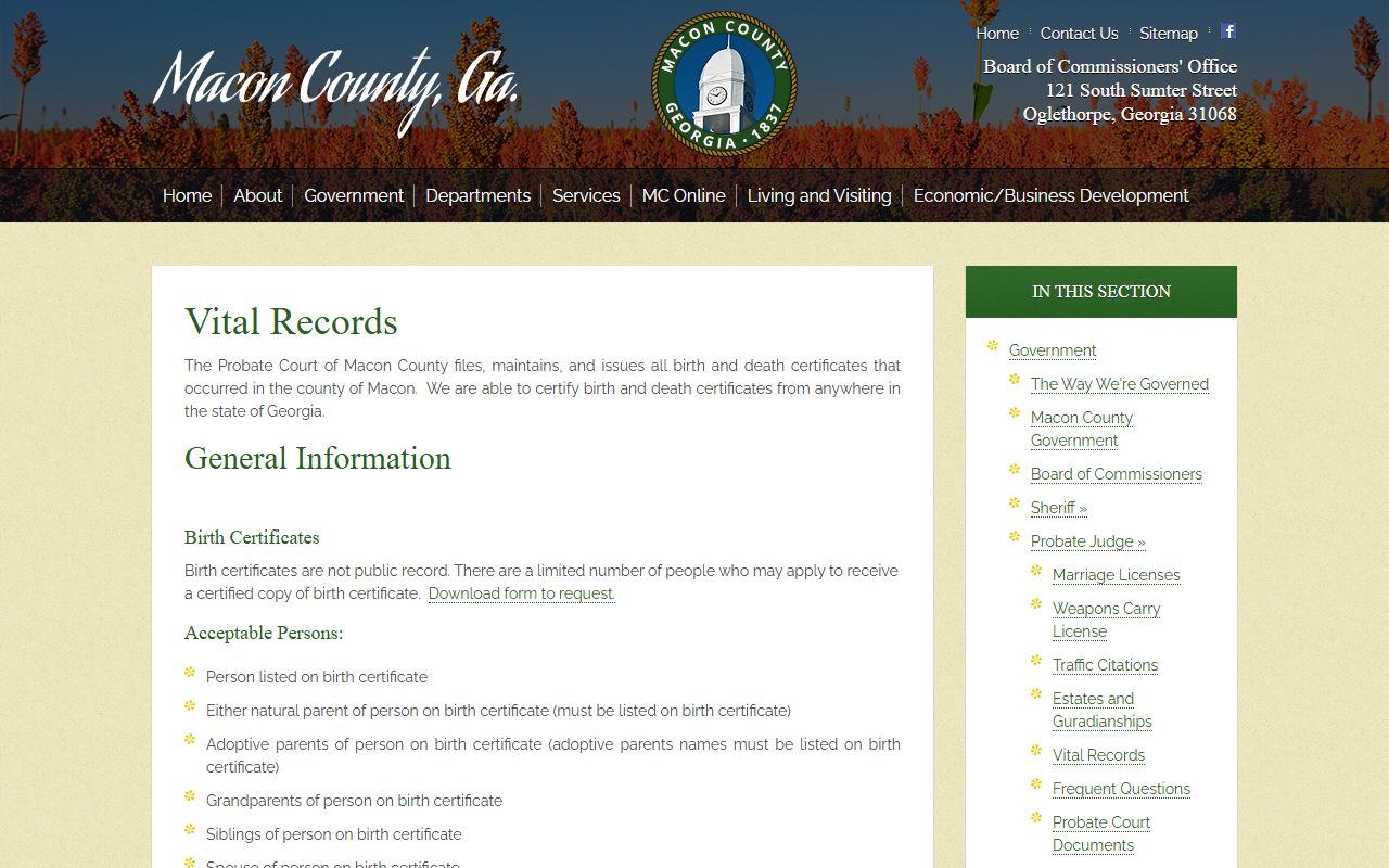 Macon County marriage records and vital records access